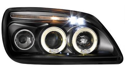 Ford Fiesta MK5 1999-2002 Black Angel Eyes Headlights Pair