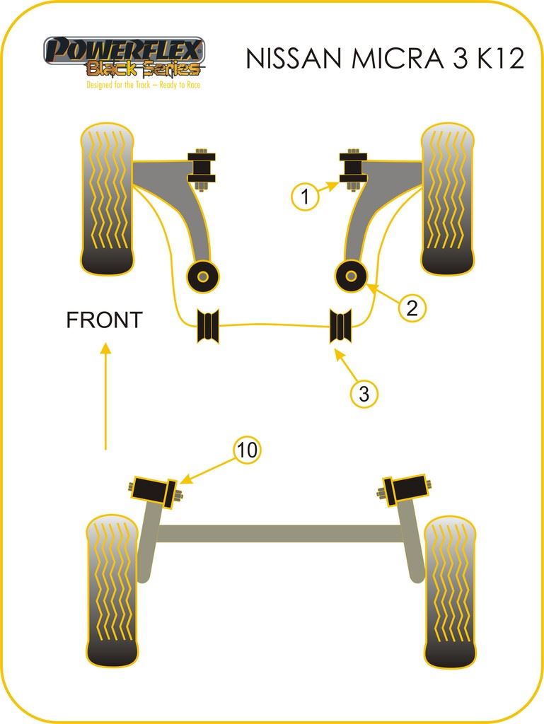 For Nissan Note/Tiida 2006-2011 PowerFlex Front Arm Rear Bush