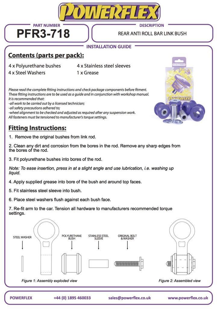 For Audi A8 2010- PowerFlex Rear Anti Roll Bar Link Bush