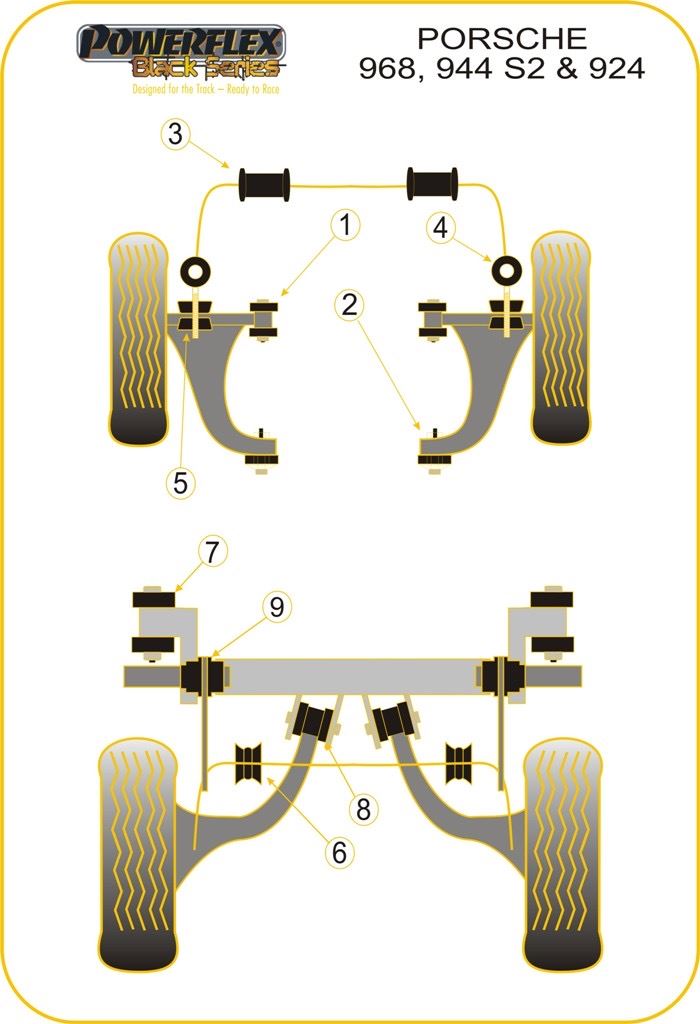 Porsche 968 (1992-1995) PowerFlex Black Front Wishbone Bush Set