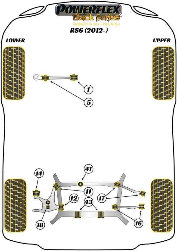 For Audi RS6 2012- PowerFlex Black Series Rear Lower Arm Front Bush