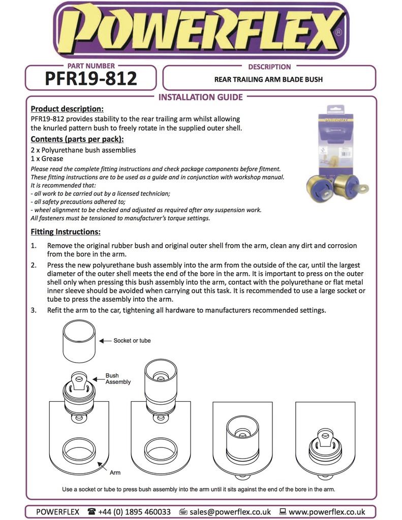 For Ford Focus Mk1 RS up to 2006 PowerFlex Rear Trailing Arm Blade Bush