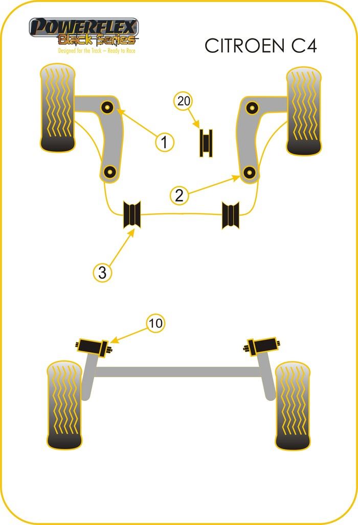 For Citroen C4 2004-2014 PowerFlex Black Series Front Arm Rear Bush