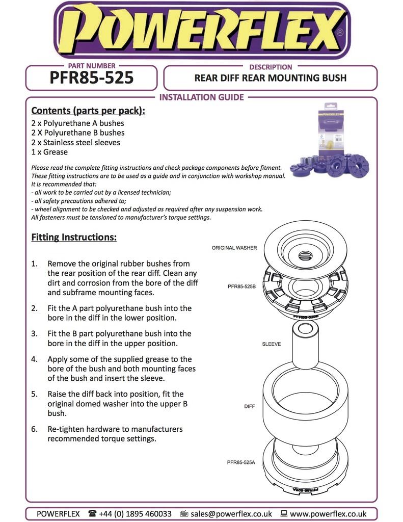 For Audi TT MK2 8J 2007-2014 PowerFlex Rear Diff Rear Mounting Bush