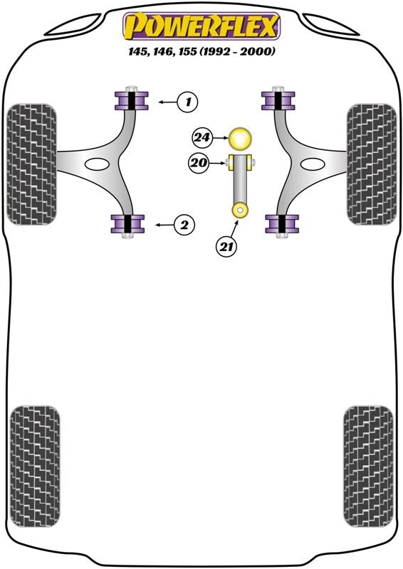 For Alfa Romeo 155 (1992-2000) PowerFlex Front Wishbone Bush Set