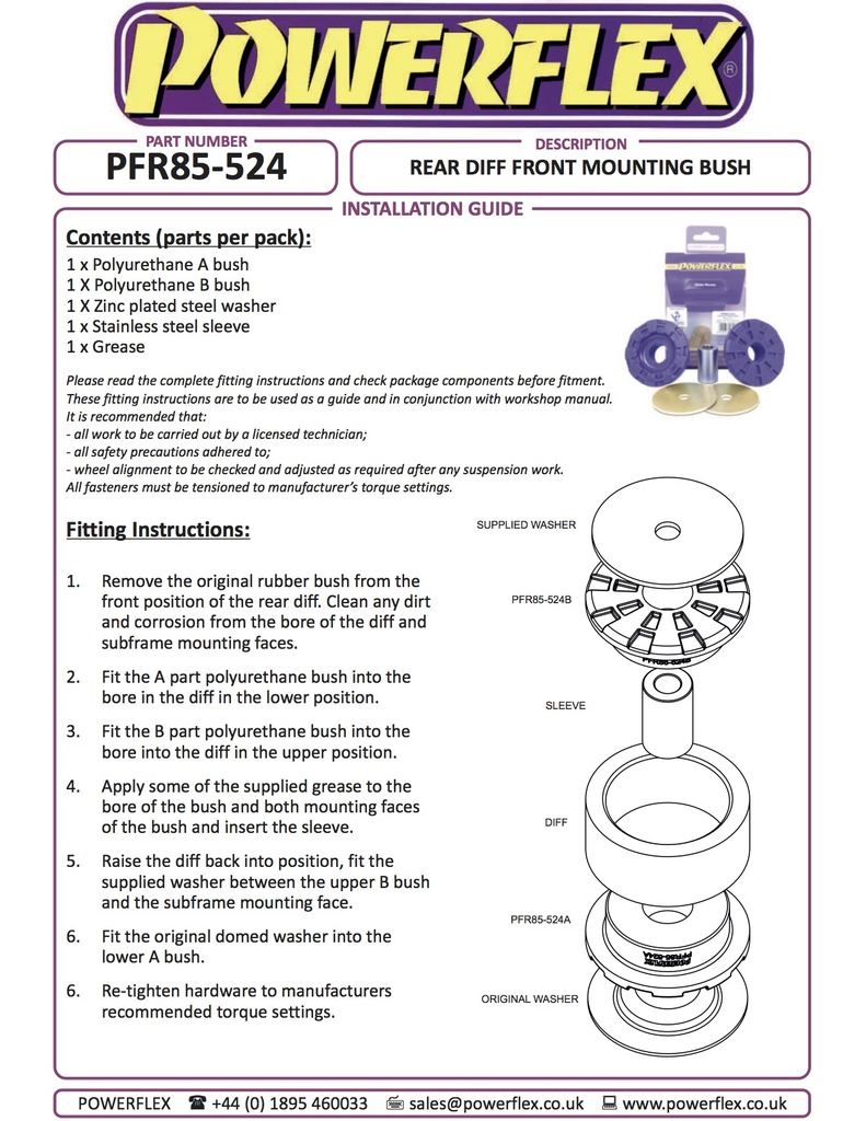 For Skoda Superb 2015- PowerFlex Rear Diff Front Mounting Bush