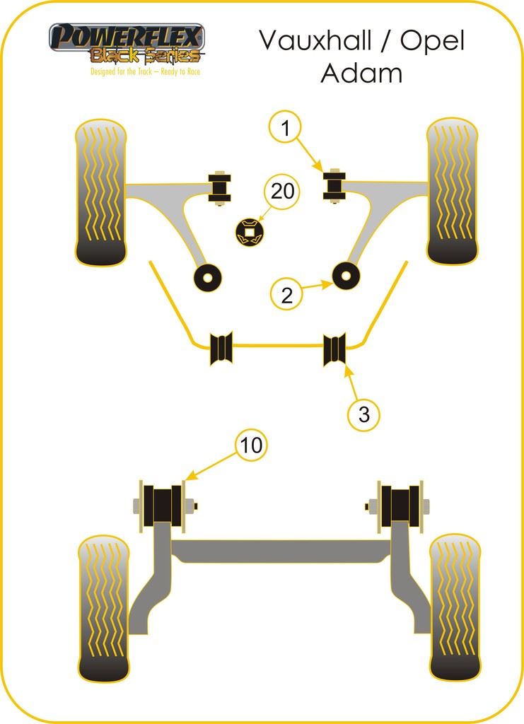 For Vauxhall Adam 2012- PowerFlex Black Series Rear Beam Mounting Bush