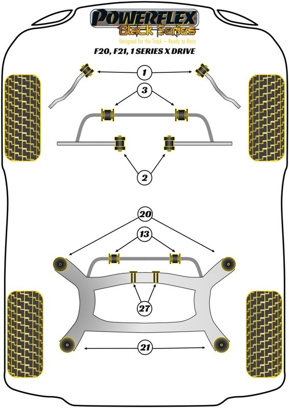 For BMW F20, F21 1 Series 2011- PowerFlex Black Series Rear Anti Roll Bar Bush