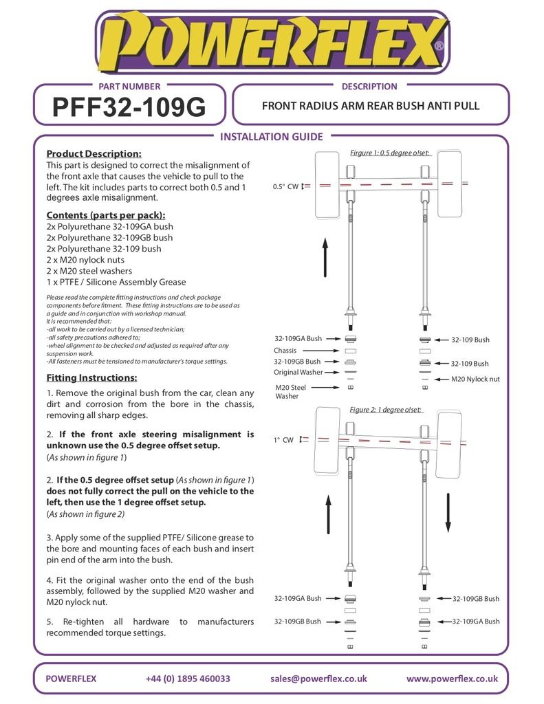 Land Rover Defender 2002-2016 PowerFlex Front Radius Arm Rear Bush - Anti Pull