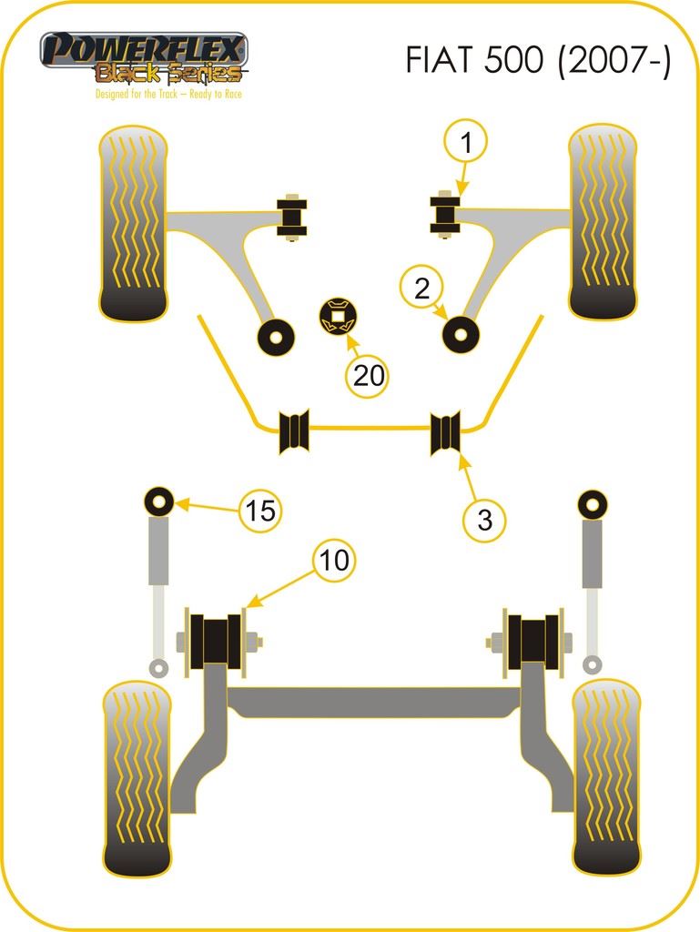 For Fiat 500 2007- PowerFlex PowerAlign Camber Bolt Kit