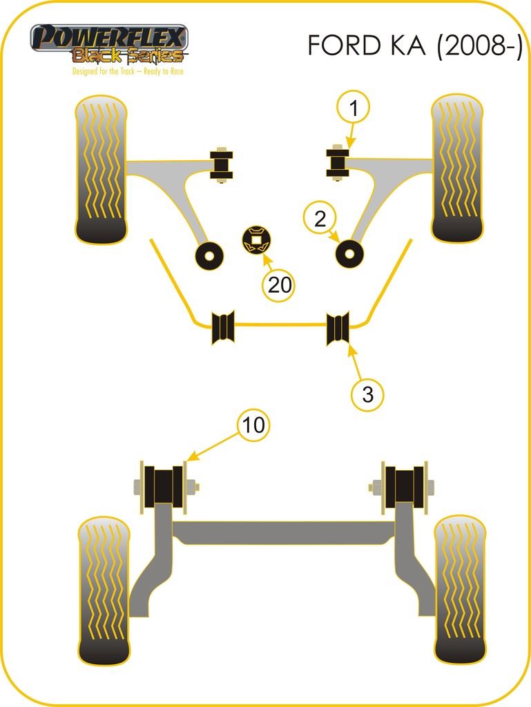 For Ford KA 2008- PowerFlex Black Series Front Anti Roll Bar Bush